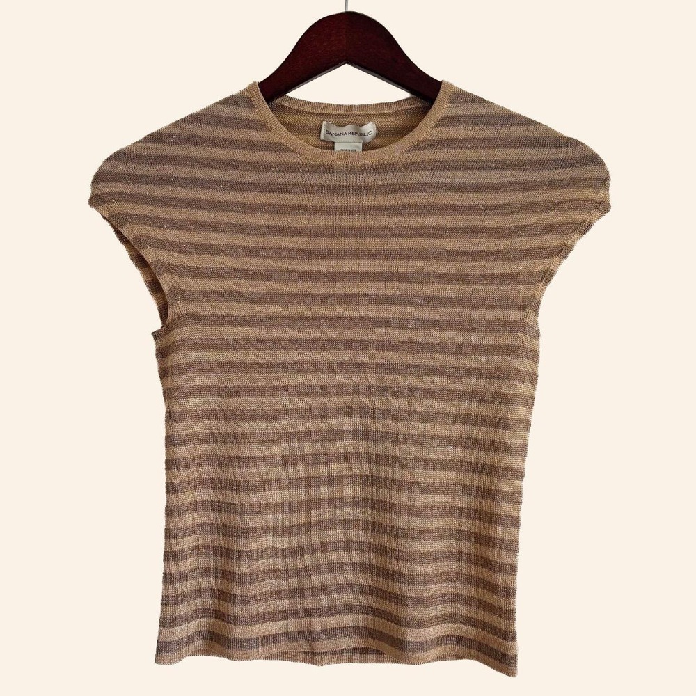 Vintage Banana Republic Gold Striped Knit Top